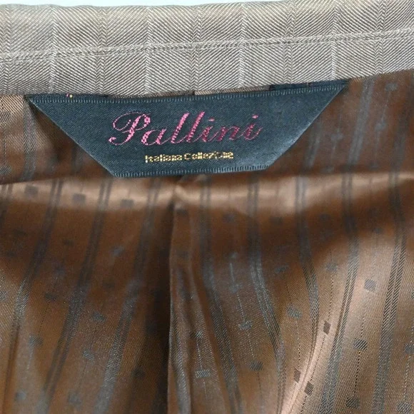 Pallini 52L 44x28 Brown Striped Boxy Baggy Mens Jacket Pants Suit